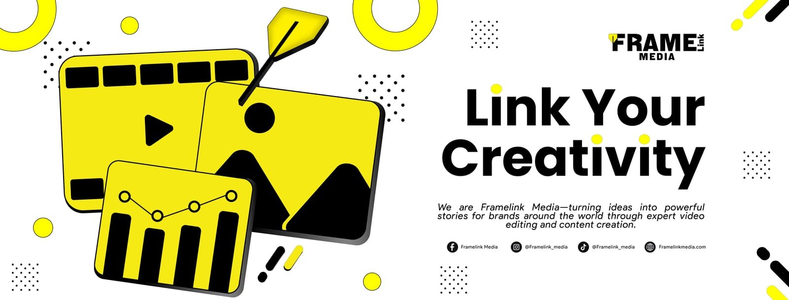 Framelink Media branded banner with the Link Your Creativity tagline.