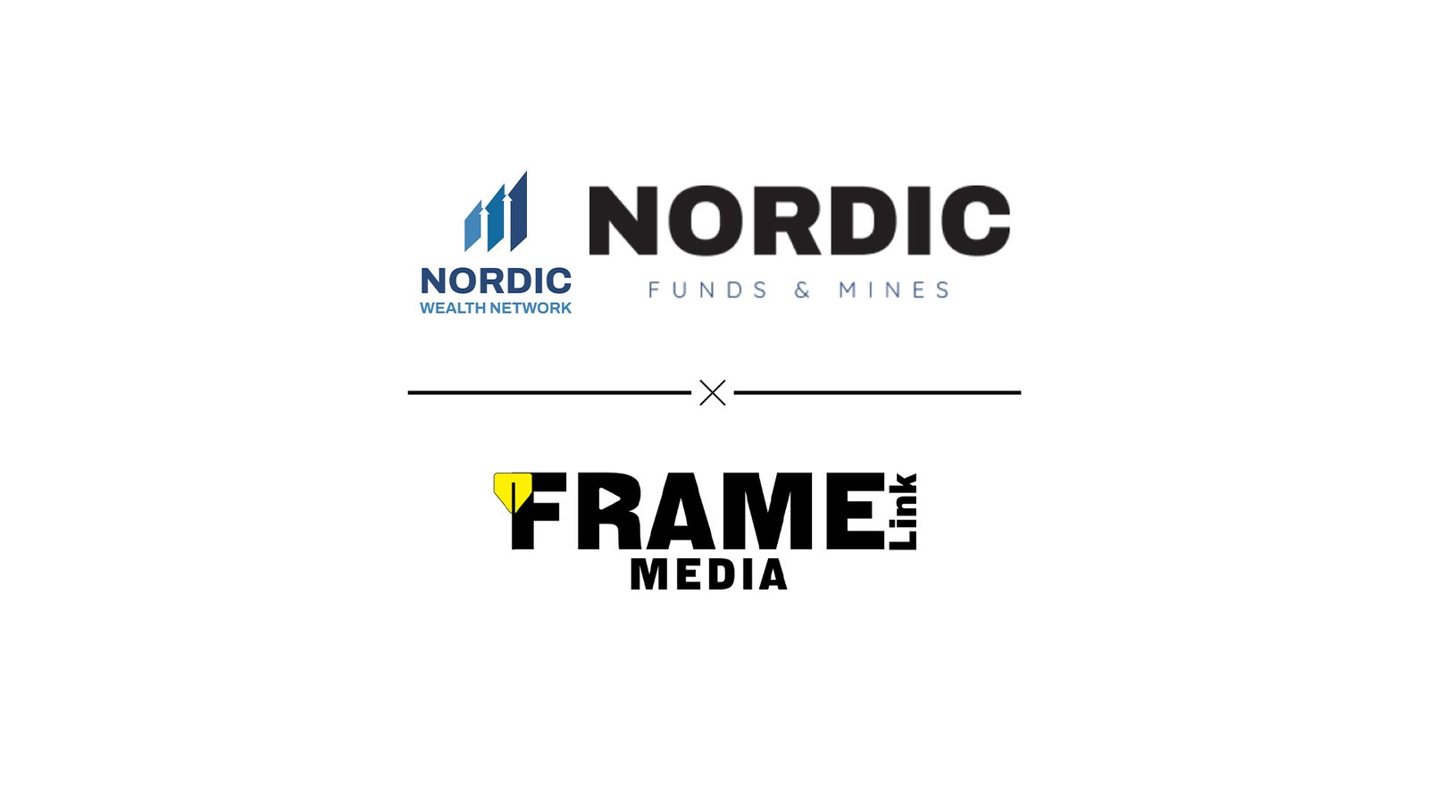 Framelink Media and Nordic Funds and Mines partnership announcement banner.
